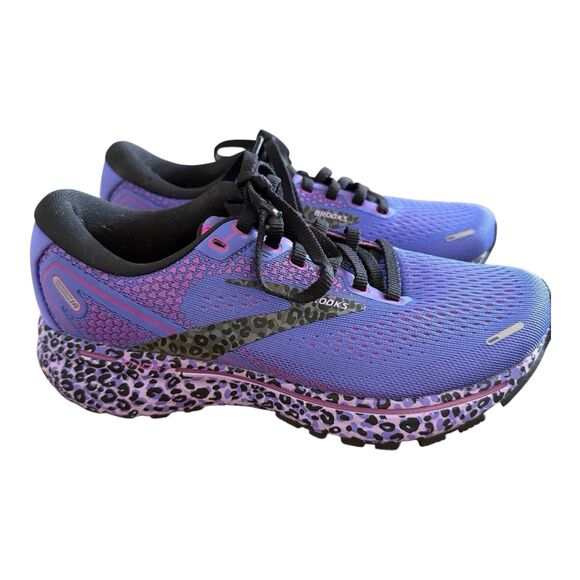 Brooks Ghost 14 Shoes Womens Sz 5.5 Electric Cheetah Run Wild Black Purple - Picture 7 of 10